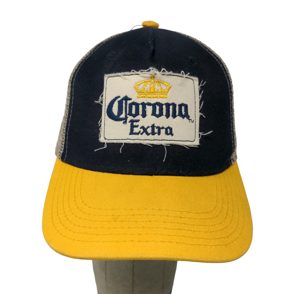 Corona Extra Snapback Mesh Back Hat Black Yellow Adjustable Embroidered Logo